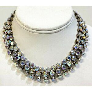 Art Deco made in Austria three strand rhinestone choker Rare in Excellent cond